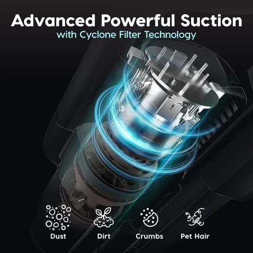 Miniatura 3 de IRIS USA Power Brush - Aspiradora inalámbrica para alfombras de bajo perfil y suelos duros, accesorios 4 en 1, indicador LED de succión de 9000 Pa