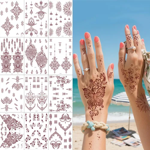 Miniatura 14 de Xmasir 210 Piezas Tatuajes Temporales para Niños, Estilos Mixtos Tatuajes que Brillan en la Oscuridad Pegatinas para Niños y Niñas Flor Mariposa