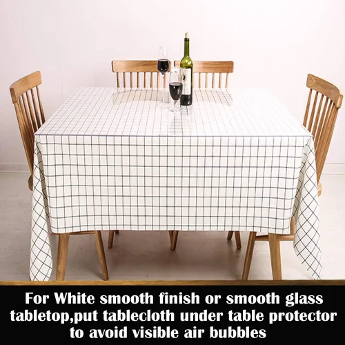 Miniatura 6 de Leoewo Protector de mesa de PVC transparente de 17 x 36 pulgadas, rectangular, de 1.5 mm de grosor, impermeable, de vinilo transparente, protector