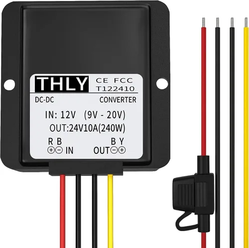 Miniatura 4 de Convertidor CC de 12 V a 24 V, convertidor Dc-DC de 12 V a 24 V 10 A 240 W con fusible impermeable convertidor elevador para carrito de golf, luz