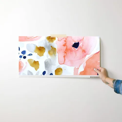 Miniatura 7 de Spoonflower Papel tapiz para despegar y pegar, papel tapiz extraíble personalizado floral melocotón grande acuarela coral