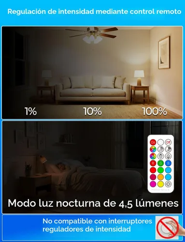 Miniatura 4 de ILC Bombilla LED RGB que cambia de color, equivalente a 40 W, 450 lm, 2700 K, blanco cálido, 5 W, base de rosca E26 RGBW, bombilla de inundación