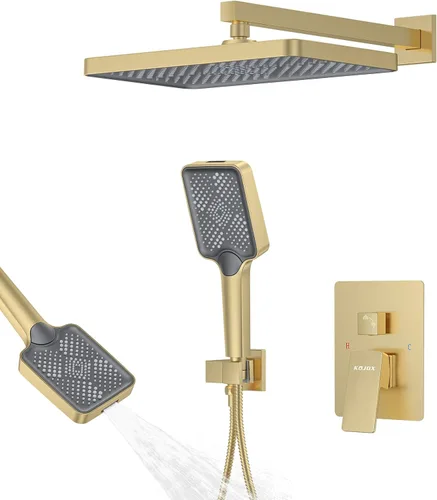 Miniatura 18 de KOJOX Sistema de Ducha de Baño de Lujo de 12 Pulgadas Cabezal de Ducha de Lluvia con Ducha de Mano Mezcladora Juego Combinado de Ducha Montado