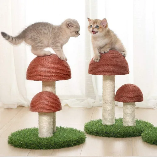 Miniatura 7 de PowerKing Poste rascador de hongos para gatos, poste rascador de garra de 15 x 12 pulgadas para gatito, poste rascador de sisal natural para gatos
