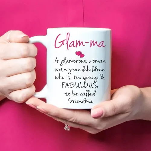 Miniatura 4 de Fonhark - Taza para abuela, Glam-Ma Glamorosa y fabulosa, taza de café de 11 onzas, color blanco