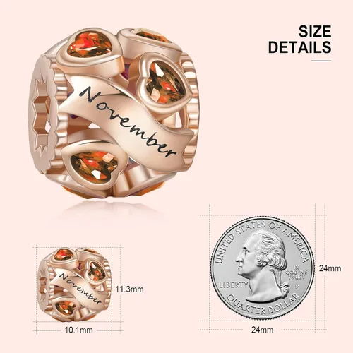 Miniatura 66 de Abalorio de plata de ley 925 con piedra natal de Ningan, abalorio de corazón para pulseras y collares, regalo de cumpleaños para mujeres y niñas