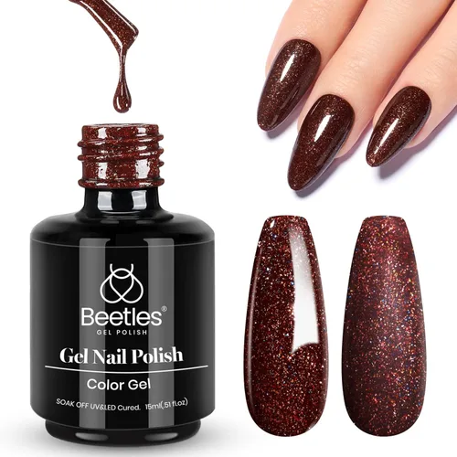 Miniatura 148 de Beetles - Esmalte de uñas de gel verde luminoso que brilla en la oscuridad, esmalte de uñas de gel que se absorbe con lámpara LED UV, arte de uñas