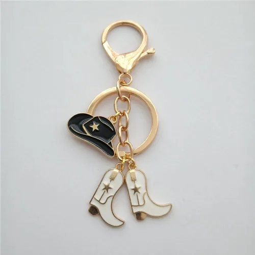 Miniatura 5 de Lindo llavero de vaquero para hombres y mujeres, sombrero de vaquero y botas de vaquero, joyería creativa para amantes de la joyería occidental