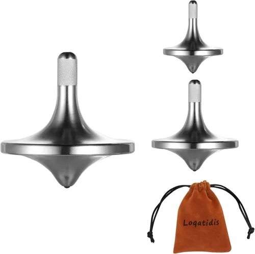 Miniatura 15 de Parte superior giratoria de acero inoxidable, exquisitos juguetes EDC de metal de alta calidad, equilibrio perfecto durante mucho tiempo, ayuda a