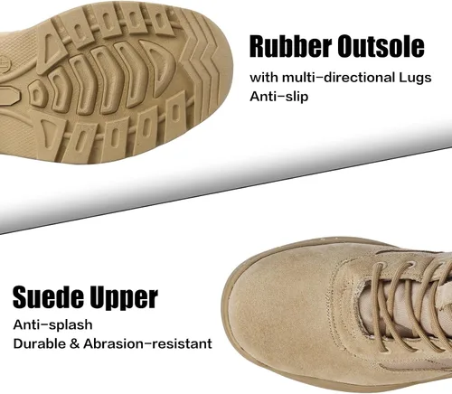 Miniatura 4 de QUNLON Botas militares tácticas para hombre, con cremallera lateral, ligeras, 8 pulgadas, botas de motocicleta de combate militar para trabajo