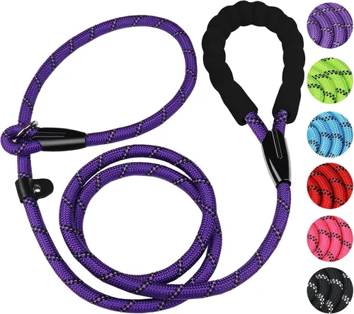 Miniatura 14 de Correa para perro de 3.9 pies, duradera, de alta calidad, resistente, con mango acolchado cómodo e hilos altamente reflectantes para perros Negro