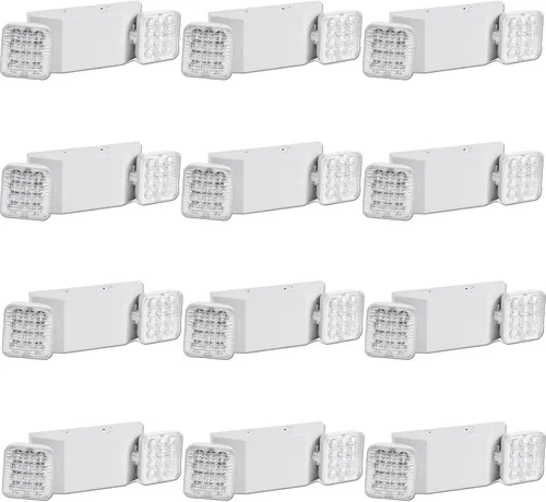 Miniatura 11 de Paquete de 24 lámparas de emergencia, luces de emergencia comerciales con batería de reserva, luz de emergencia LED ajustable de 2 cabezales