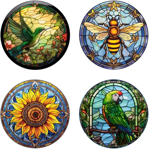 Miniatura 8 de 4 hojas de colibrí de gran tamaño para ventana, adhesivos anticolisión para evitar golpes de pájaros en vidrio, calcomanías de vinilo no adhesivas