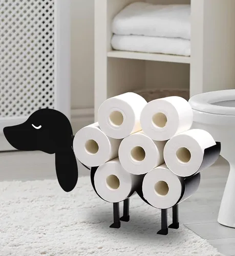 Miniatura 8 de Black Bear - Soporte de papel higiénico de metal, divertido soporte de papel de animales para baños, organizador independiente con capacidad para 8