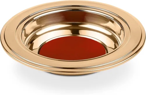 (Plato de oferta rojo) Platos de oferta de acero inoxidable dorado prémium para iglesia | Bandejas de oferta | Plato de colección de iglesia | Plato