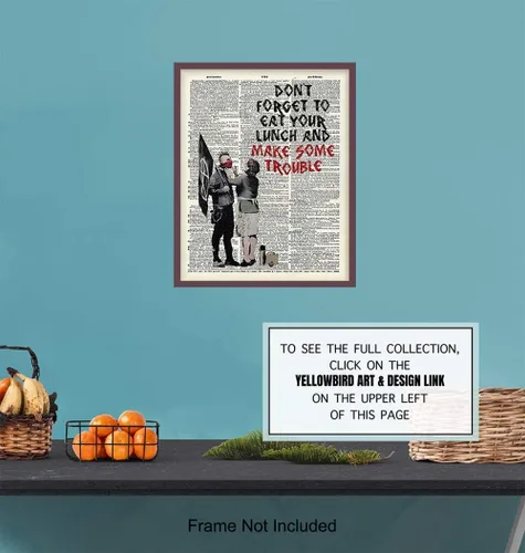 Miniatura 6 de Banksy Make Some Trouble - Impresión artística de pared en la foto de la página de diccionario, es un gran regalo para decoración del hogar, sala