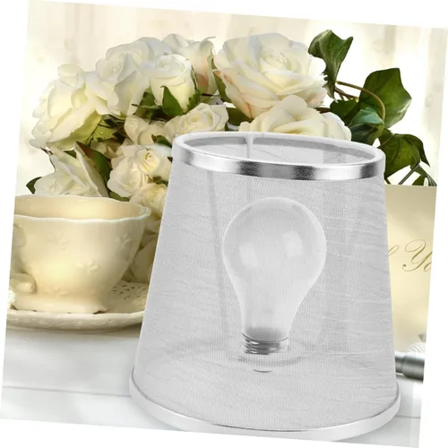 Miniatura 5 de Veemoon Persianas de repuesto para candelabro, pantalla decorativa transparente, cubierta de luz de rosca plateada para el hogar, tela elegante