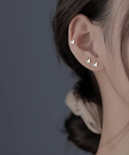 Miniatura 5 de SLUYNZ Aretes de plata de ley 925 maciza con diseño de mariposa para mujeres y adolescentes