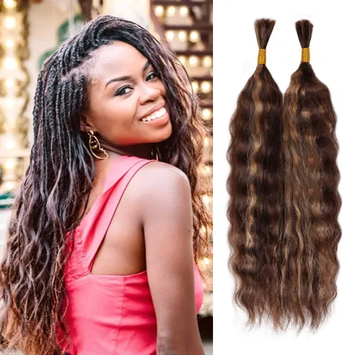 Miniatura 13 de Starlet - Extensiones de cabello humano virgen húmedo y ondulado súper a granel para micro trenzado, 18 pulgadas, 3.53 onzas, 2 paquetes