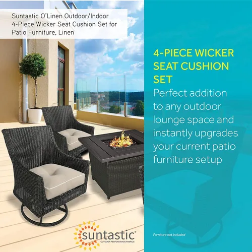 Miniatura 2 de Suntastic O'Linen - Juego de 4 cojines de mimbre para asiento de exterior e interior, para muebles de patio, 18 x 19 x 5 pulgadas, naranja quemado