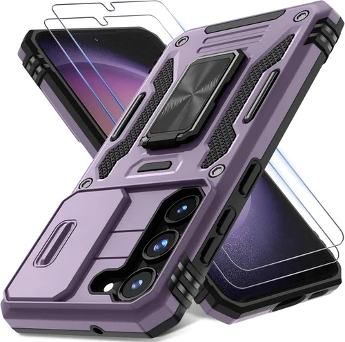 Miniatura 21 de DEERLAMN Funda para Samsung Galaxy S23 con Cubierta Deslizante para Cámara + Protector de Pantalla (2 Paquetes), Soporte de Anillo Giratorio