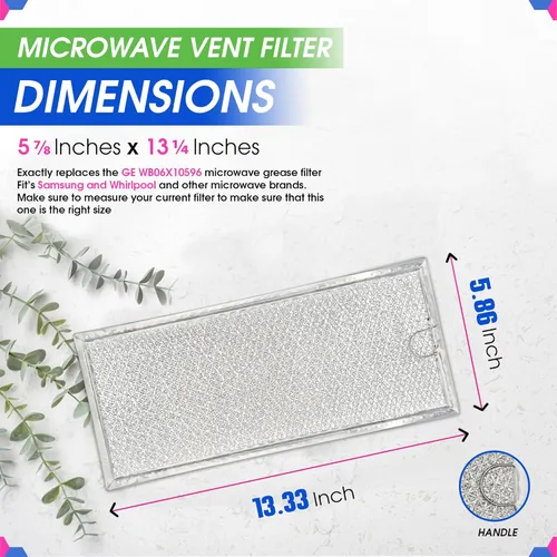 Miniatura 3 de Filtro de microondas de repuesto de 13.3 x 5.85 pulgadas WB06X10596 GE para Whirlpool Samsung Maytag – Filtros de grasa de pantalla de malla