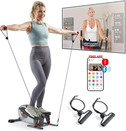 Sunny Health & Fitness Under Desk Elliptical Machine, Portable Sitting or Stand Peddler Exerciser for Seniors Home Office, SunnyFit App Access via