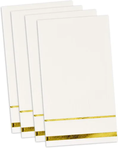 Gift Boutique 100 Servilletas de invitado con borde dorado elegantes, servilletas de mano para cena, toalla para fiestas de Navidad, baño, boda,