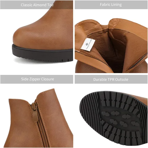 Miniatura 4 de DREAM PAIRS - Botines para mujer, de invierno y tacón bajo grueso