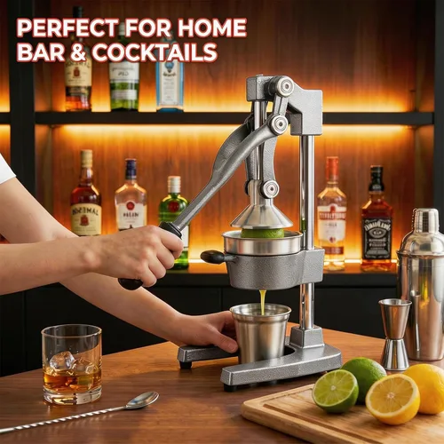Miniatura 9 de Exprimidor manual de cítricos de hierro fundido, exprimidor manual de naranja con taza y colador de acero inoxidable 304, prensa de granada de Gris