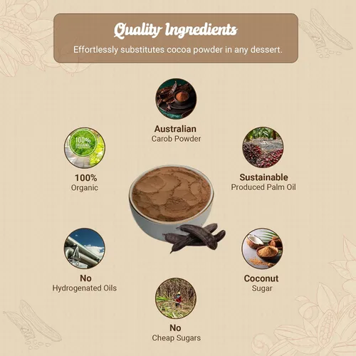 Miniatura 5 de Missy J's Polvo de algarrobo tostado orgánico de 8 onzas, paquete de 6 Hecho de algarroba, vegano y sin gluten Sustituto saludable sin cafeína