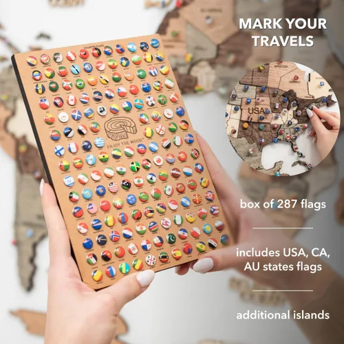 Miniatura 5 de Enjoy The Wood Mapa del Mundo de Madera 3D Arte de Pared Decoración de Pared Grande - Mapa de Viajes del Mundo - Idea de Regalo para Cualquier