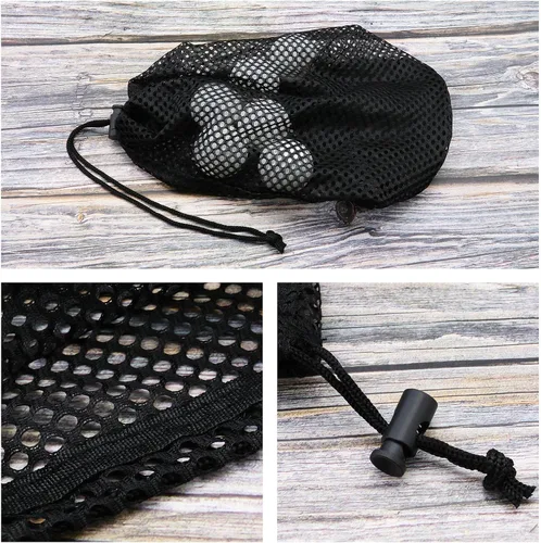 Miniatura 2 de SING F LTD Bolsa de almacenamiento para pelotas de golf, bolsa de malla de nailon para 48-56 pelotas - Cierre de cordón - Negro