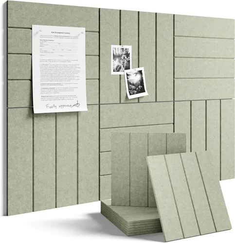 Miniatura 50 de Tablero de anuncios de fieltro grande de 36 x 24 pulgadas, alternativa al tablero de corcho – Paquete de 6 con 40 pestañas adhesivas extraíbles