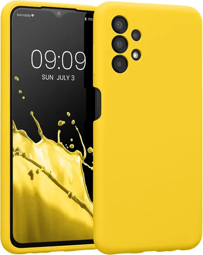 kwmobile Funda compatible con Samsung Galaxy A13 4G - Funda delgada de silicona TPU - Acabado suave al tacto - Amarillo radiante