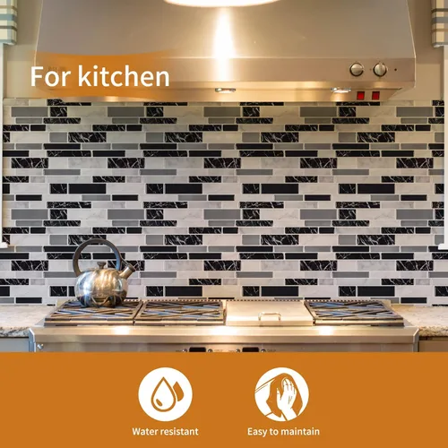 Miniatura 2 de WOWSTAR 10 hojas de azulejos autoadhesivos para salpicaduras en la pared de la cocina, azulejos adhesivos para salpicaduras en la cocina