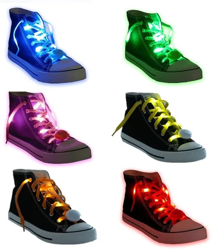 Acmee 6 pares de cordones LED Cordón de nailon suave de alta visibilidad con 3 modos en 6 colores para seguridad nocturna, correr, ciclismo, o