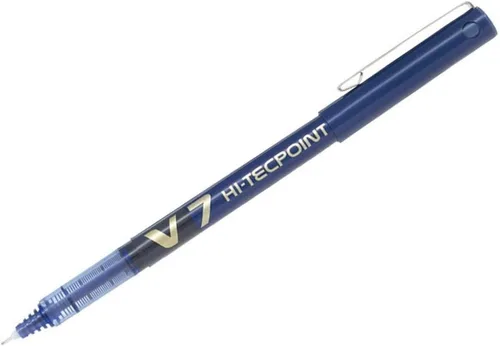 Pilot V7 Hi-Tecpoint - Bolígrafo de punta de 0.028 in, color azul, caja de 12 unidades