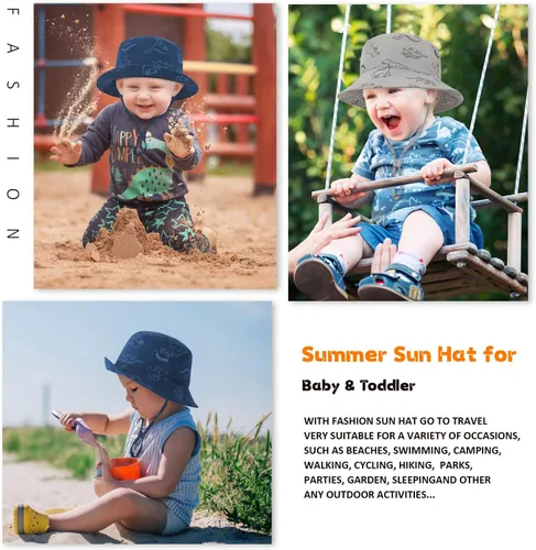 Miniatura 7 de Sombrero de sol para bebé, para verano, playa, protección solar UPF 50+, sombrero de ala ancha para niños pequeños