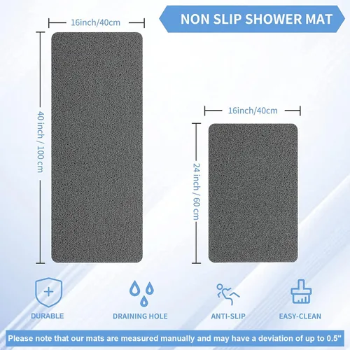 Miniatura 108 de Hargiis - Tapete antideslizante de secado rápido para tina y ducha, tapete exfoliante para pies, para baño, cocina u hotel, beige, 24 x 16 pulgadas