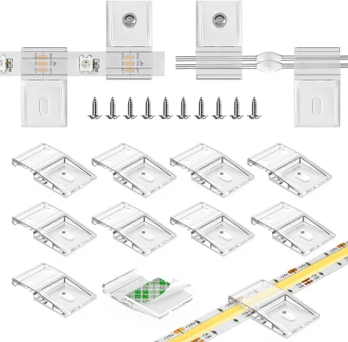 Miniatura 8 de Clips de tira de luz transparente, autoadhesivos con soporte de montaje de tornillos, paquete de 20 clips de fijación LED resistentes para tiras