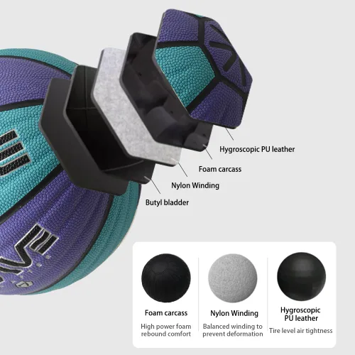 Miniatura 4 de XEDGE Baloncesto de 29.5 pulgadas, tamaño 7, para interiores y exteriores, juego de baloncesto de cuero ondulado con bolsa de transporte, agujas