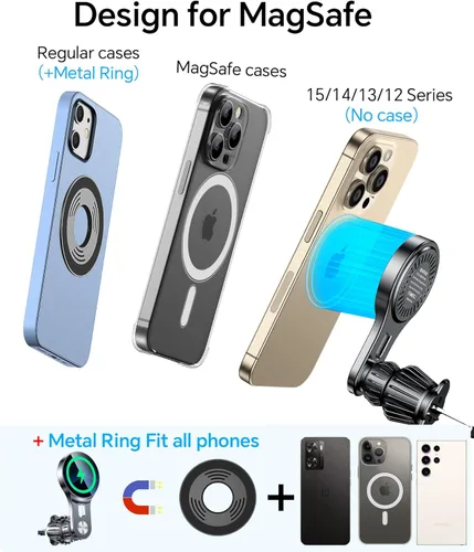 Miniatura 8 de Cargador de coche Magsafe de 15 W con brazo largo: cargador magnético inalámbrico para coche, accesorios para automóvil, soporte de montaje de coche