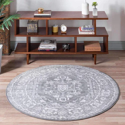 Miniatura 20 de Unique Loom Boston Collection - Alfombra de área con medallón (3 pies 3 pulgadas, redonda, blanco/gris)