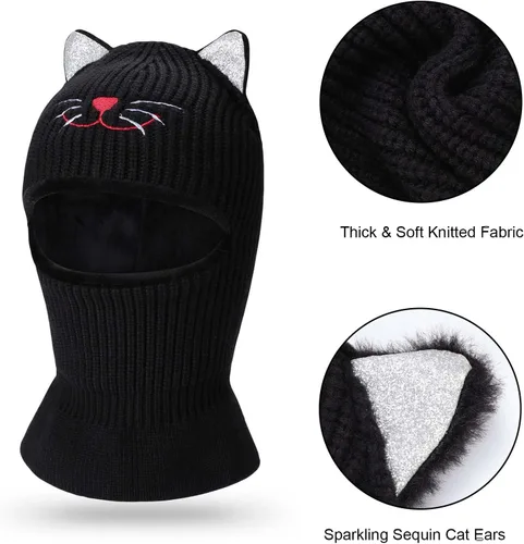 Miniatura 4 de Bbaby - Conjunto de bufanda y gorro de invierno para niños pequeños, bufandas con capucha y forro polar cálido
