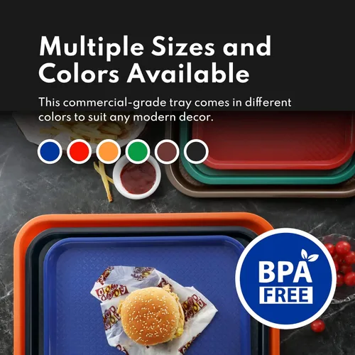 Miniatura 6 de New Star Foodservice Bandeja de comida rápida, juego de 12 (negro, 12 x 16 pulgadas)