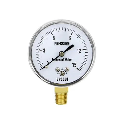 Miniatura 10 de Medidor de baja presión de 0-5 psi, medidor de cápsula con caja de acero inoxidable 304, tamaño de dial de 2.5", montaje inferior NPT de 1/4