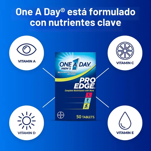 Miniatura 2 de One A Day Multivitamínico Pro Edge para hombre, suplemento con vitamina A, C, D, E y zinc para apoyo a la salud inmunológica y magnesio para una