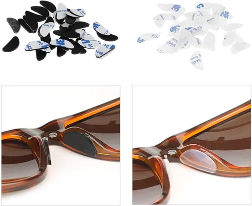 Miniatura 6 de iiniim 20 pares de almohadillas de silicona hipoalergénicas para la nariz, adhesivas, antideslizantes, para gafas, lentes de sol, color negro