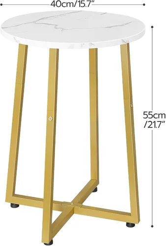 Miniatura 3 de HOOBRO - Mesa auxiliar redonda con pedestal de metal resistente, mesita de noche redonda de 15.7" para sala de estar, dormitorio, balcón, oficina